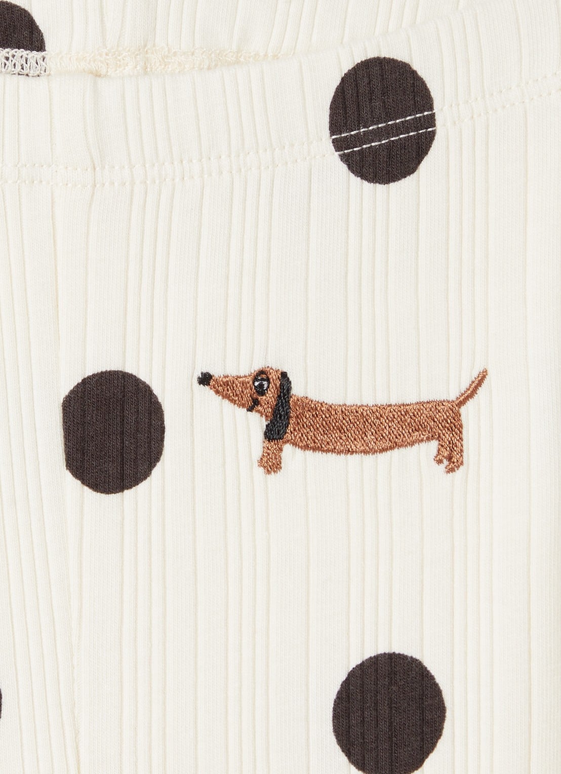 Mini Rodini Dots flared fit legging met stippenprint - detail 3 gebroken wit