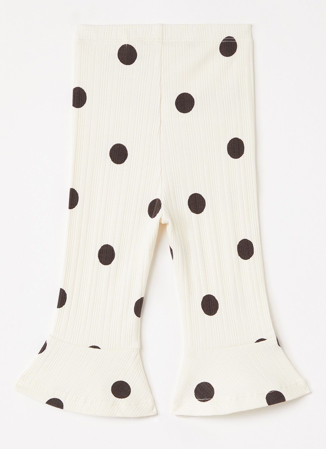 Mini Rodini Dots flared fit legging met stippenprint - voorkant 2 gebroken wit