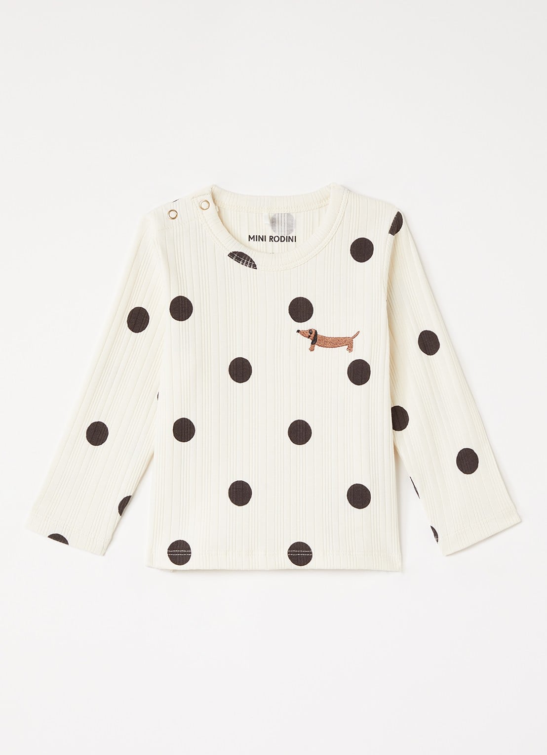 Mini Rodini Dots longsleeve met stippenprint - voorkant 2 gebroken wit