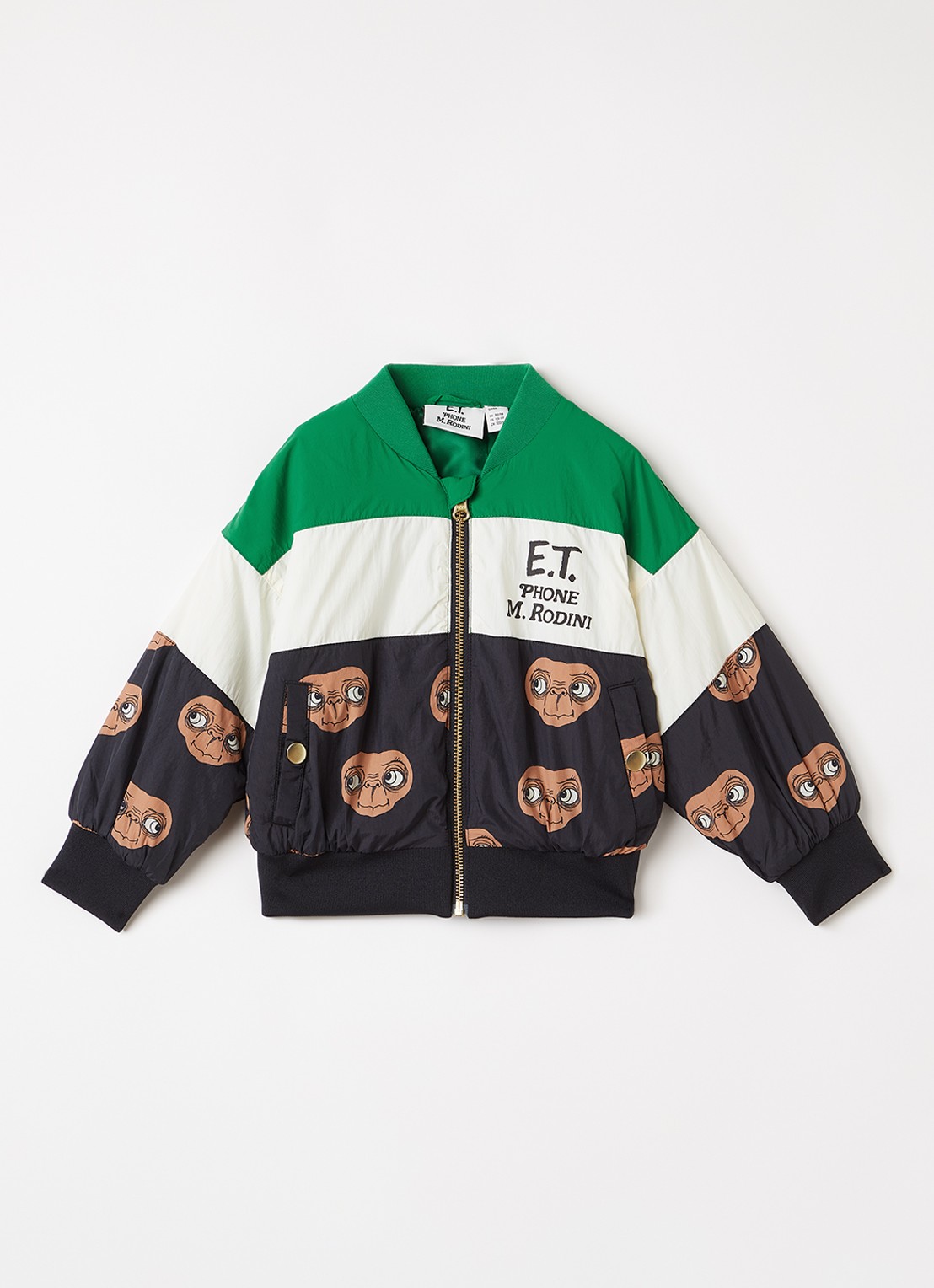 Mini Rodini E.T. bomberjack met print - voorkant groen