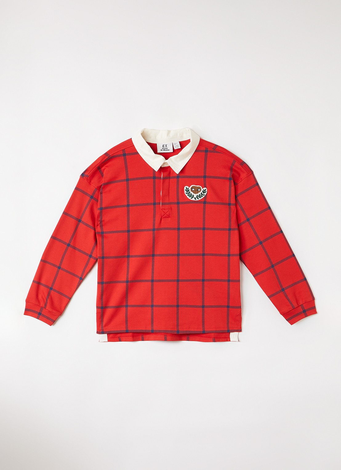 Mini Rodini E.T. polo met ruitdessin - voorkant rood