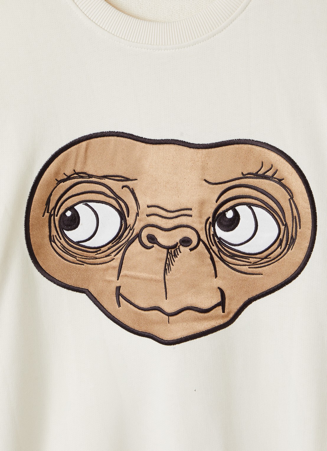 Mini Rodini E.T. sweater met borduring - detail gebroken wit