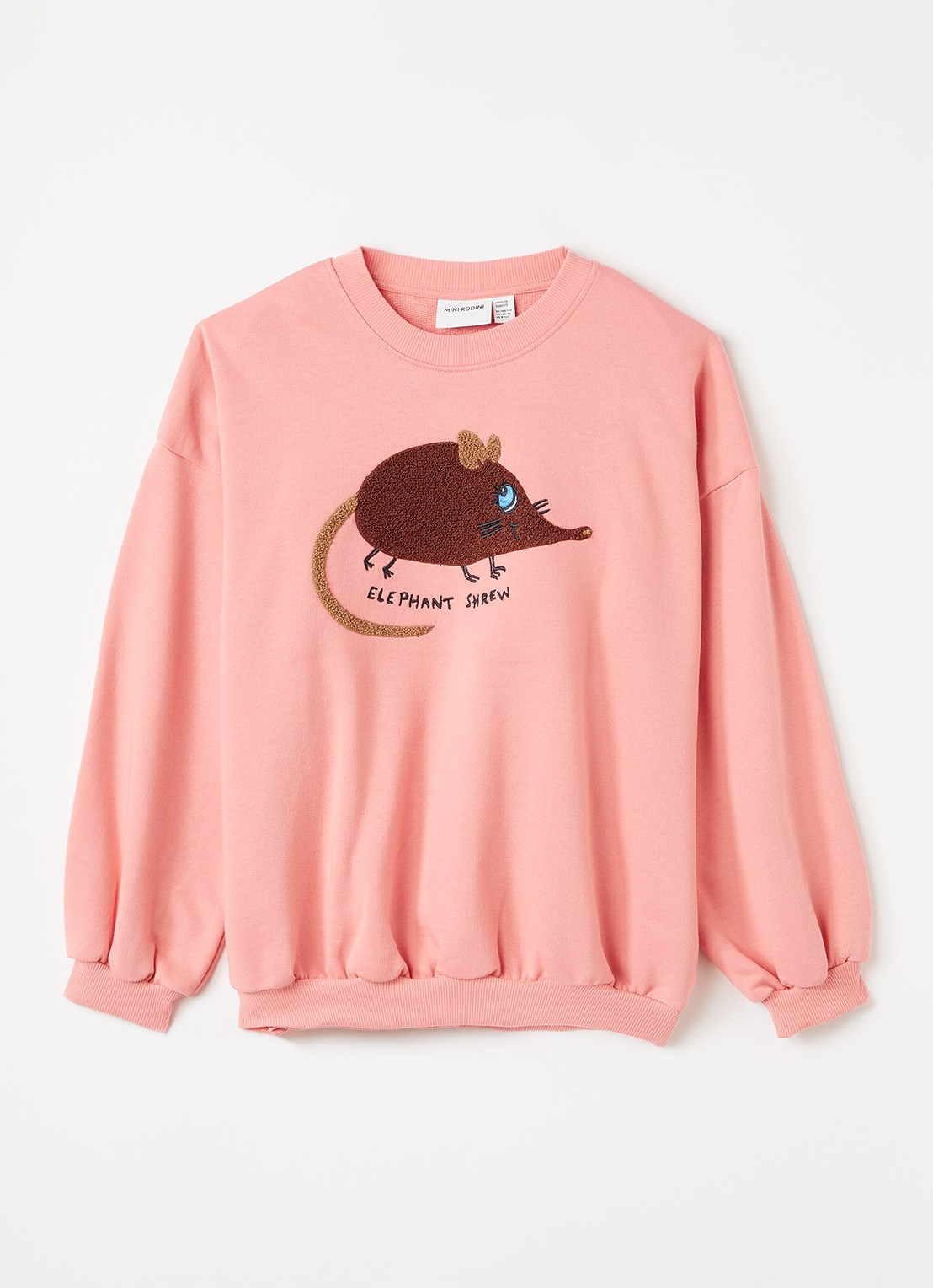 Mini Rodini Elephant Shrew sweater met borduring - voorkant roze