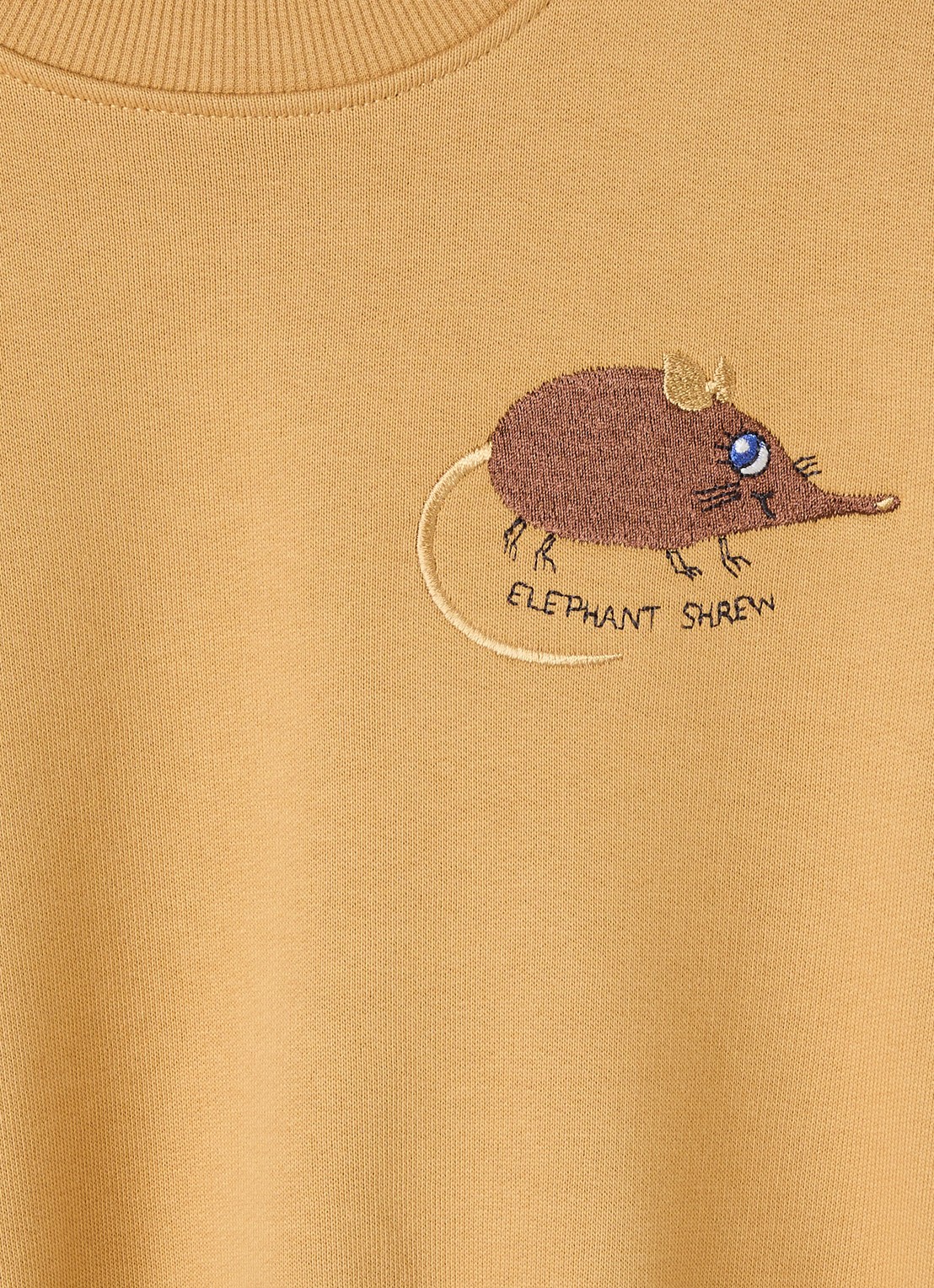 Mini Rodini Elephant Shrew sweater met borduring - detail donkerbeige