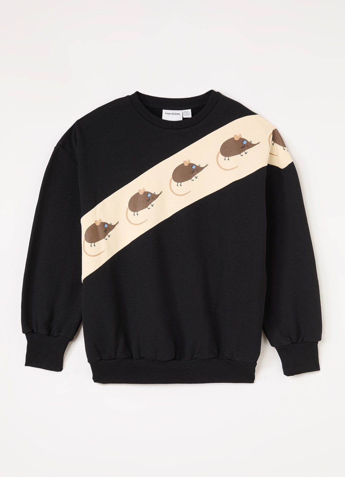 Mini Rodini Elephant shrew sweater met print  - voorkant 2 zwart