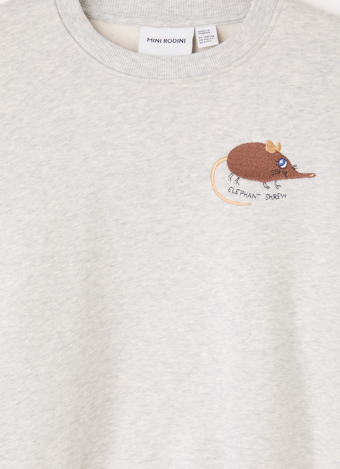 Mini Rodini Elephant shrew sweater met print  - detail 3 grijsmele