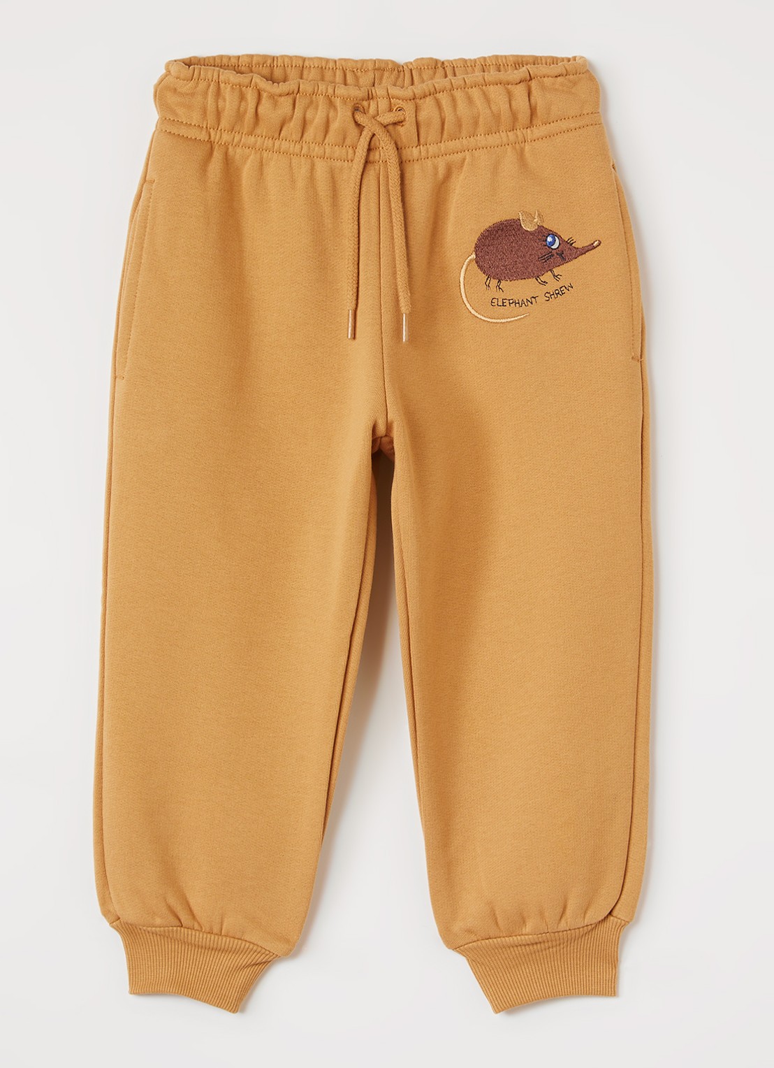 Mini Rodini Elephant Shrew tapered fit joggingbroek met borduring - voorkant 2 beige