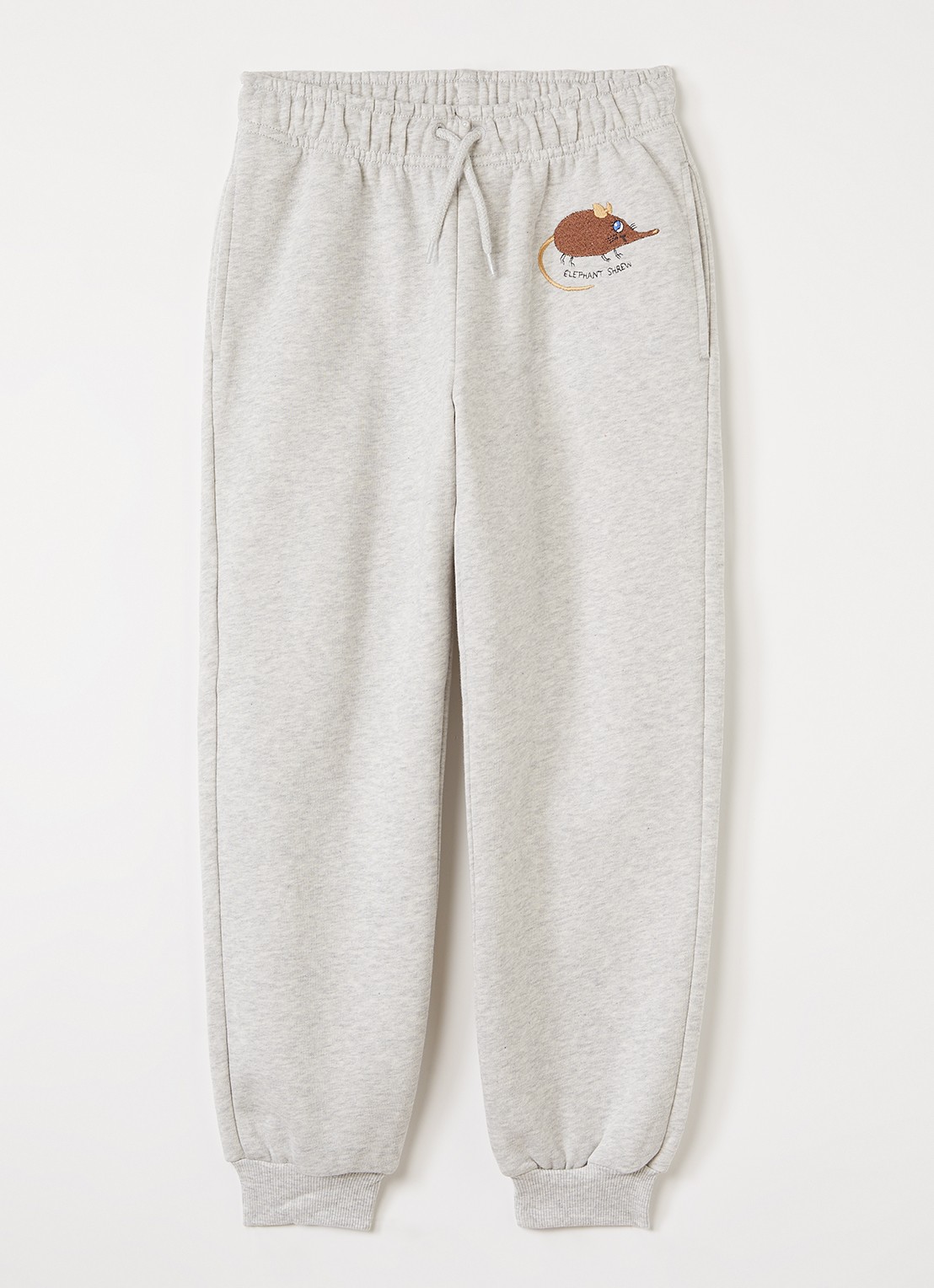 Mini Rodini Elephant Shrew tapered fit joggingbroek met borduring - voorkant 2 grijsmele