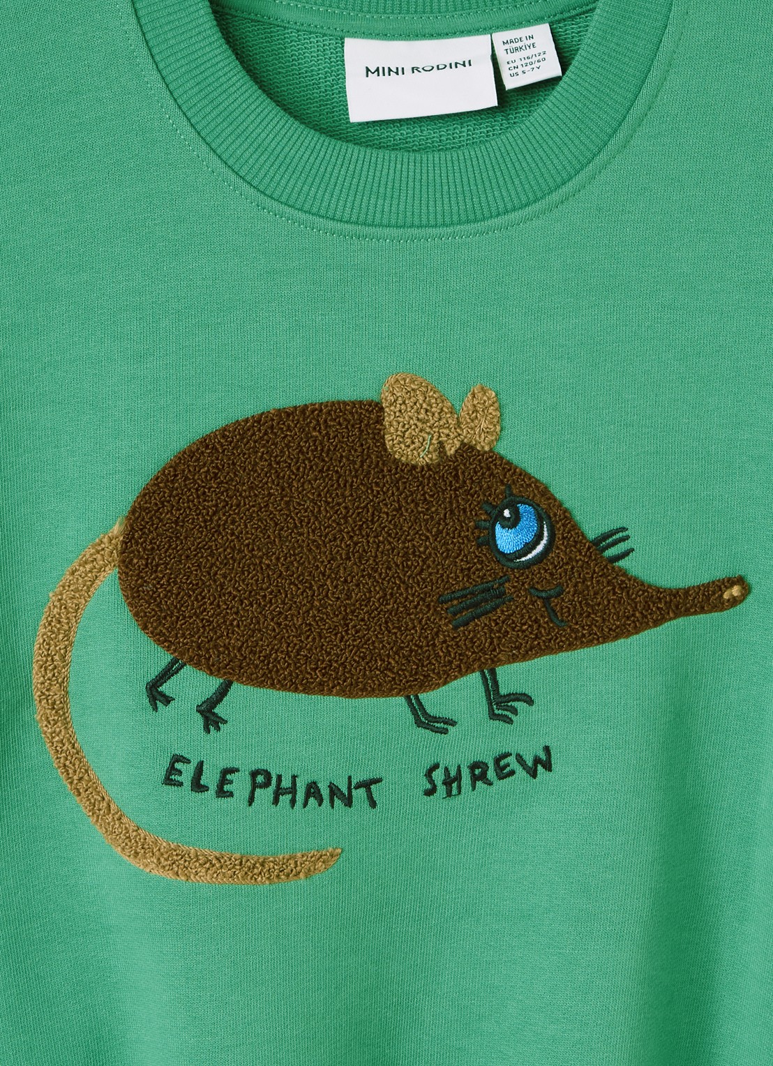 Mini Rodini Elephant sweater met borduring - detail groen