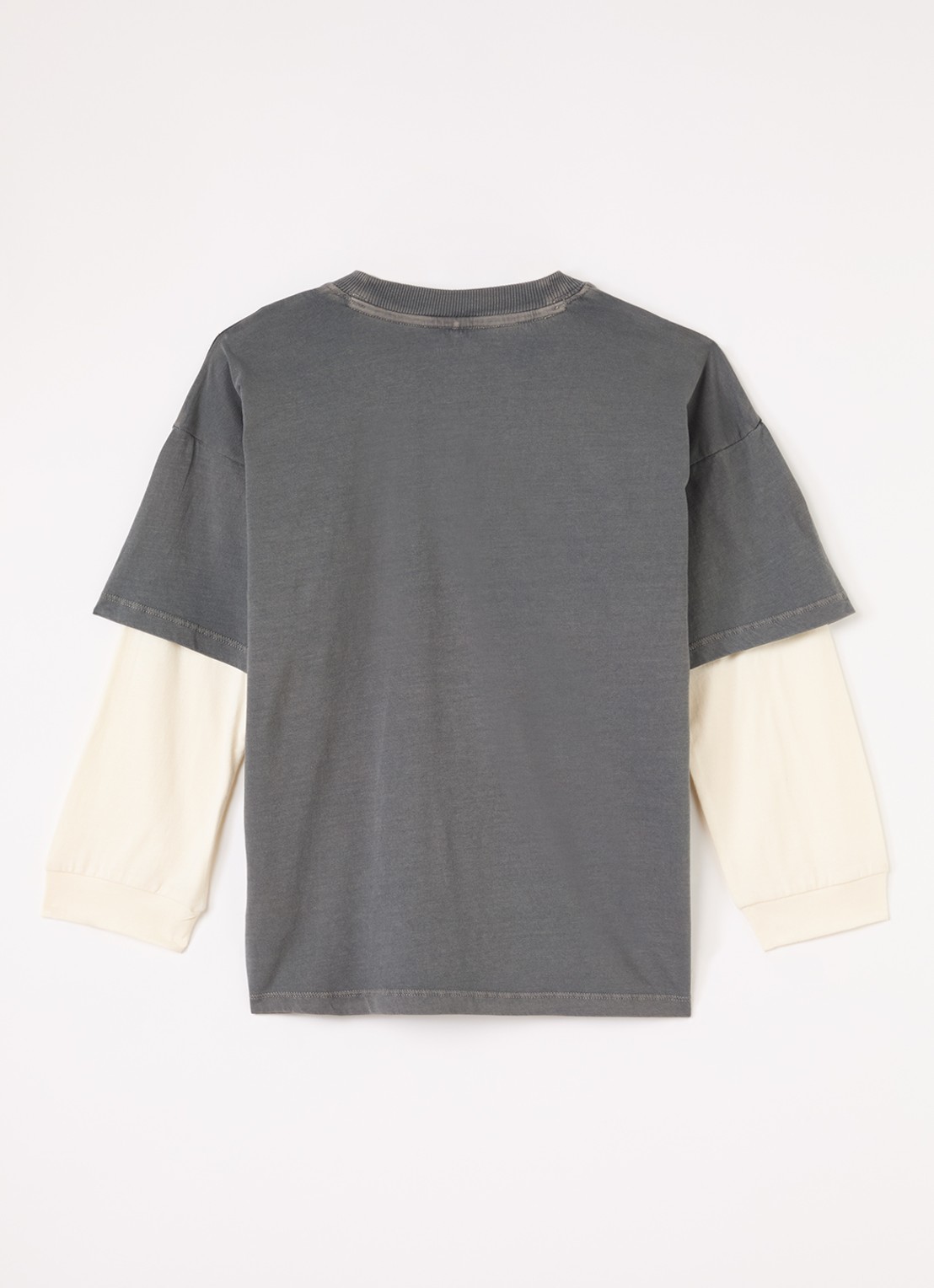 Mini Rodini Field Notes longsleeve met logoborduring  - voorkant 3 grijs