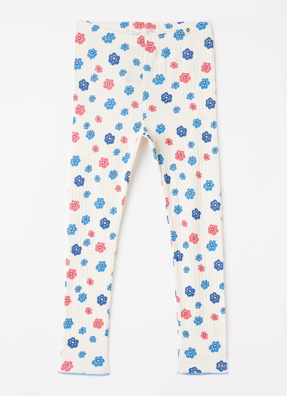 Mini Rodini Flowers legging met bloemenprint - voorkant 2 gebroken wit