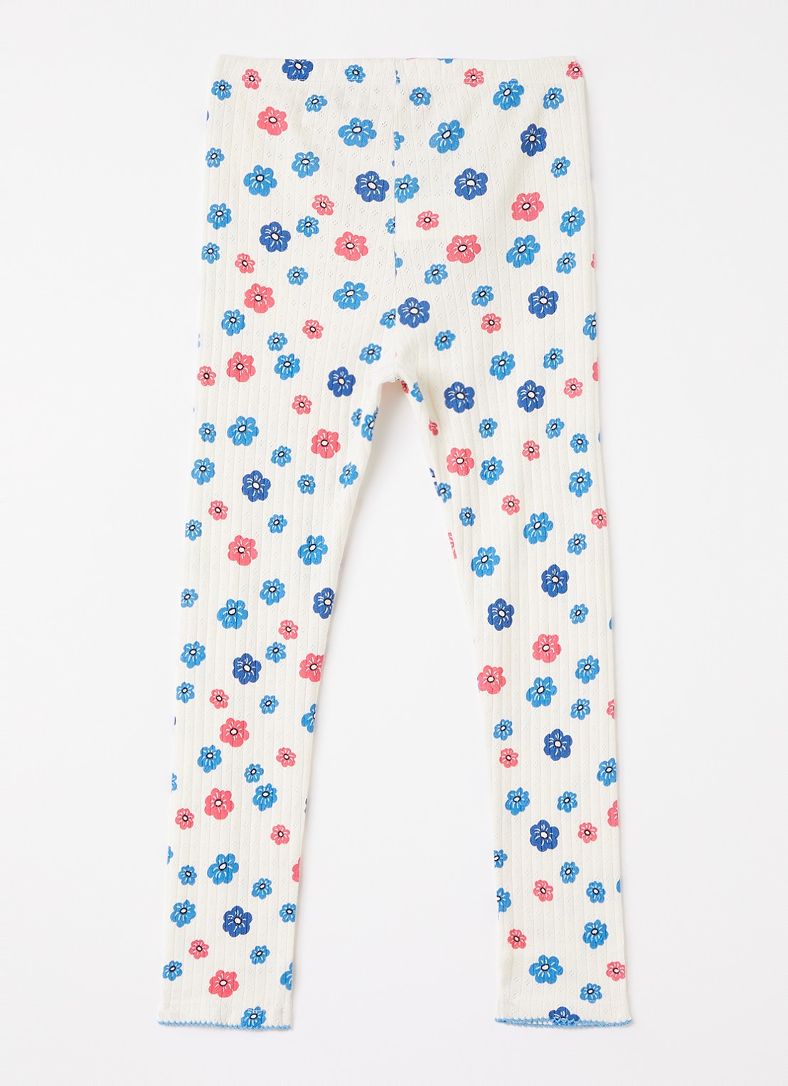 Mini Rodini Flowers legging met bloemenprint - voorkant 3 gebroken wit