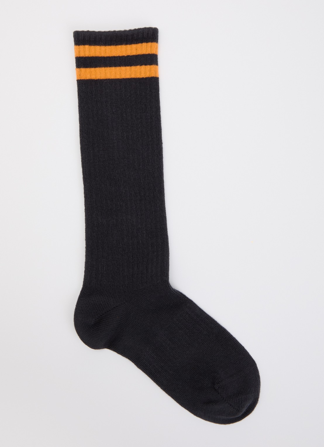 Mini Rodini Football Stripe ribgebreide sokken in katoenblend - voorkant zwart