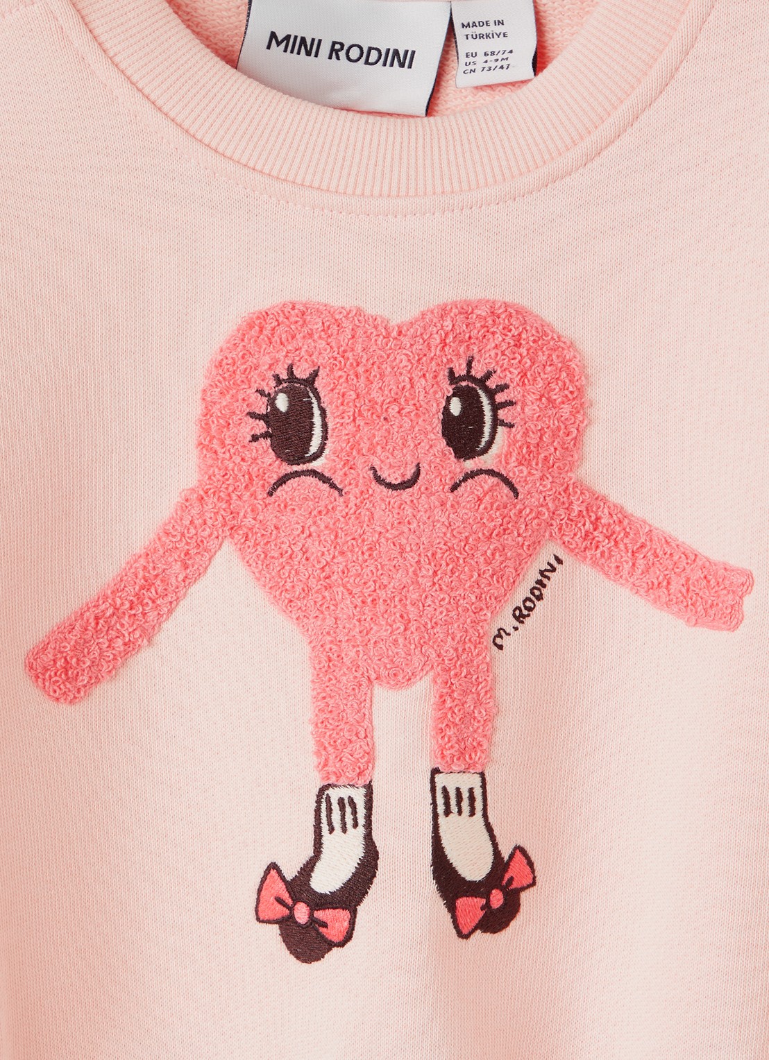 Mini Rodini Heart In Shoes sweater met borduring - detail lichtroze