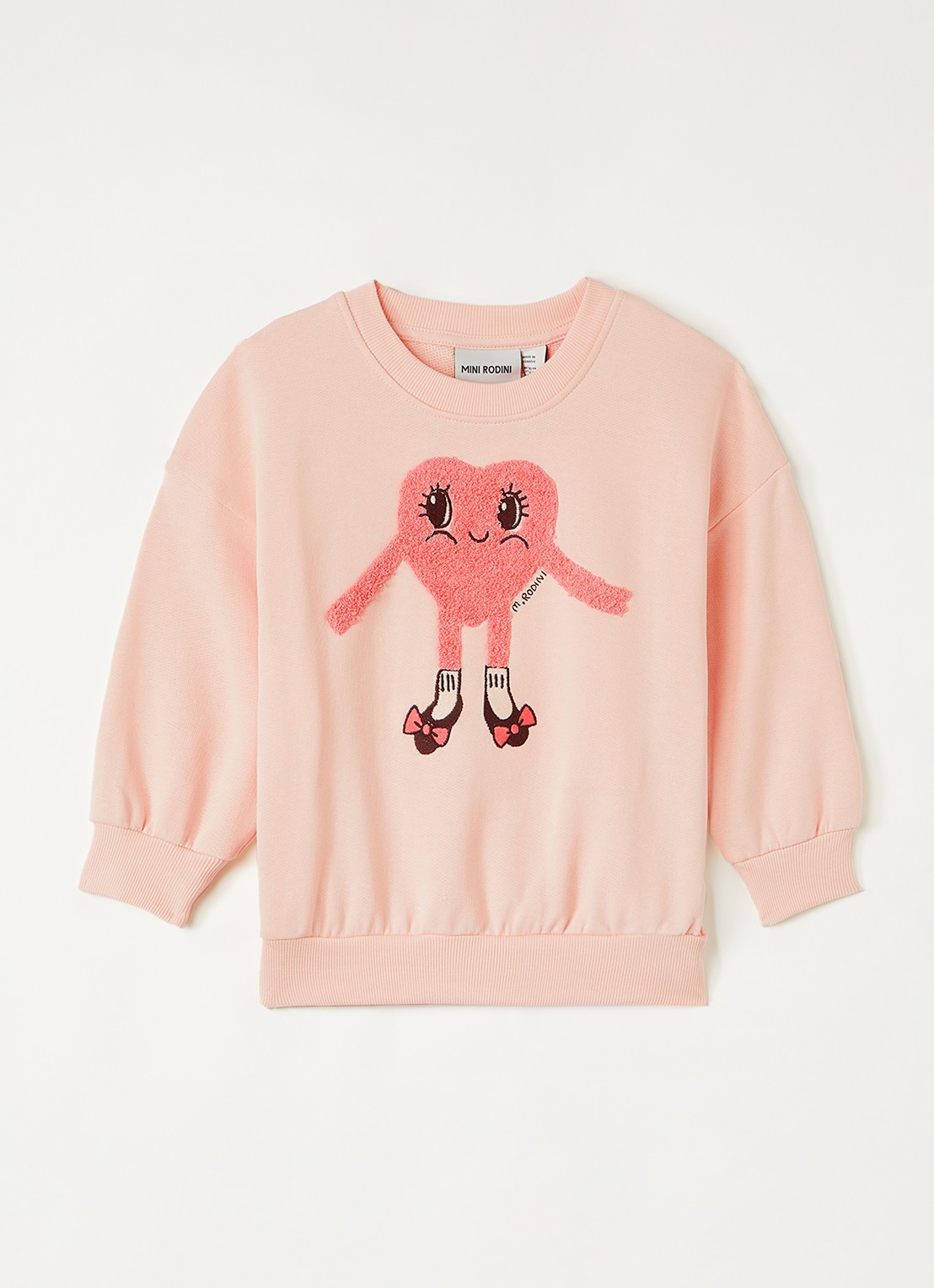 Mini Rodini Heart In Shoes sweater met borduring - voorkant 6 lichtroze