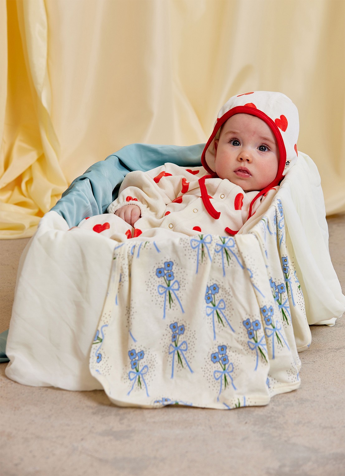 Mini Rodini Hearts babypak met print - voorkant 3 gebroken wit