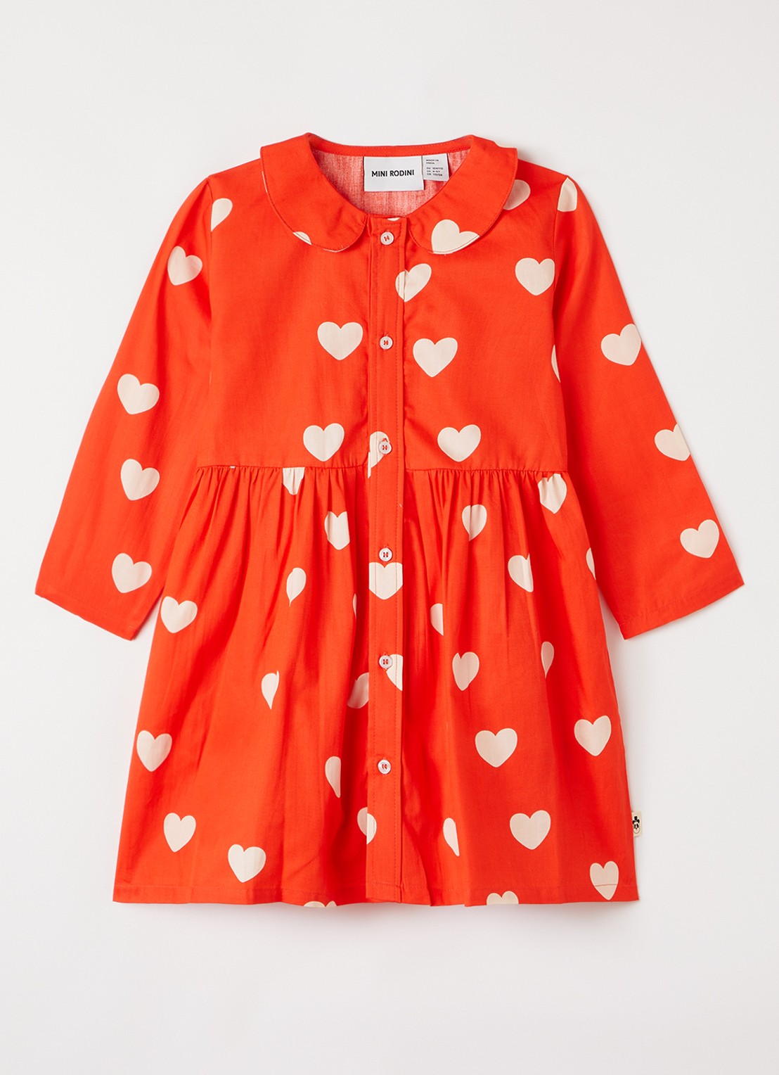Mini Rodini Hearts blousejurk met print - voorkant rood