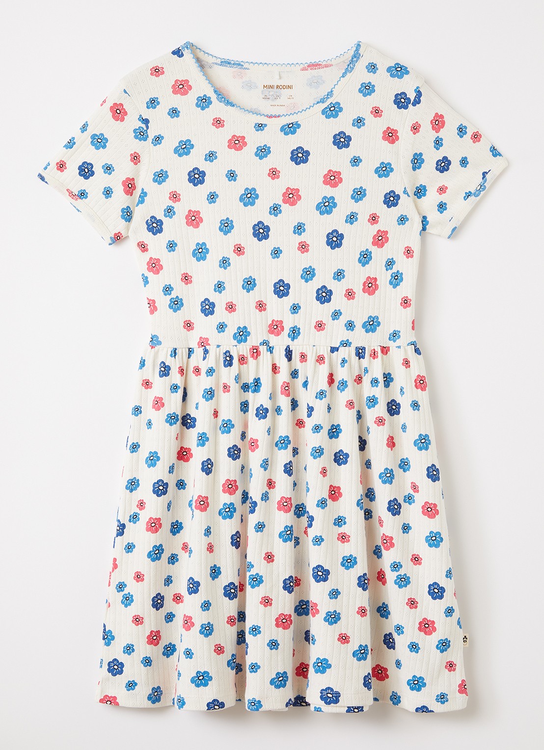 Mini Rodini Jurk met bloemenprint - voorkant 2 gebroken wit