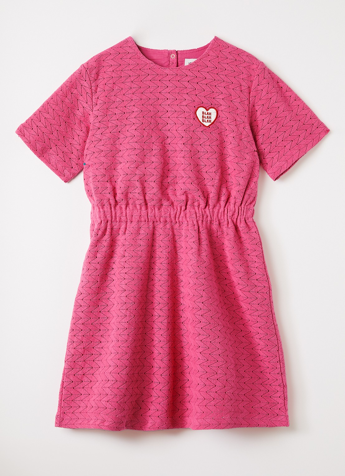 Mini Rodini Jurk met opengewerkt dessin - voorkant 2 roze