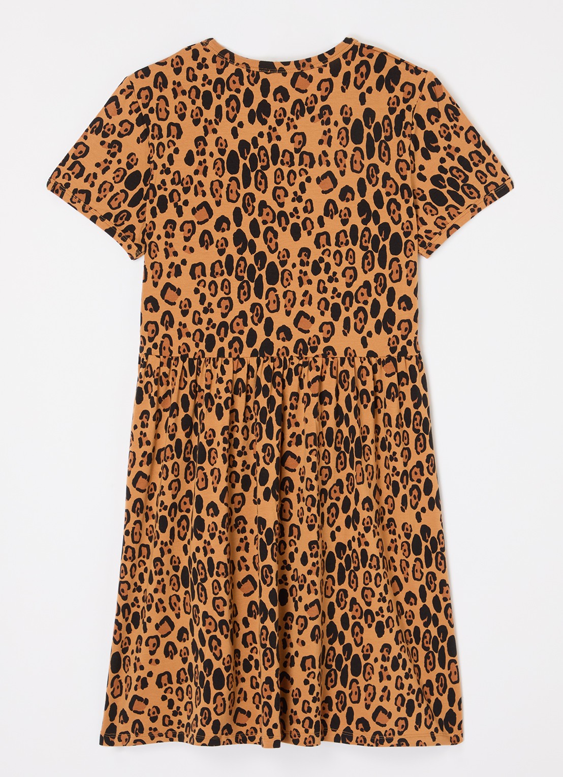 Mini Rodini Jurk  met panterprint  - achterkant 3 camel