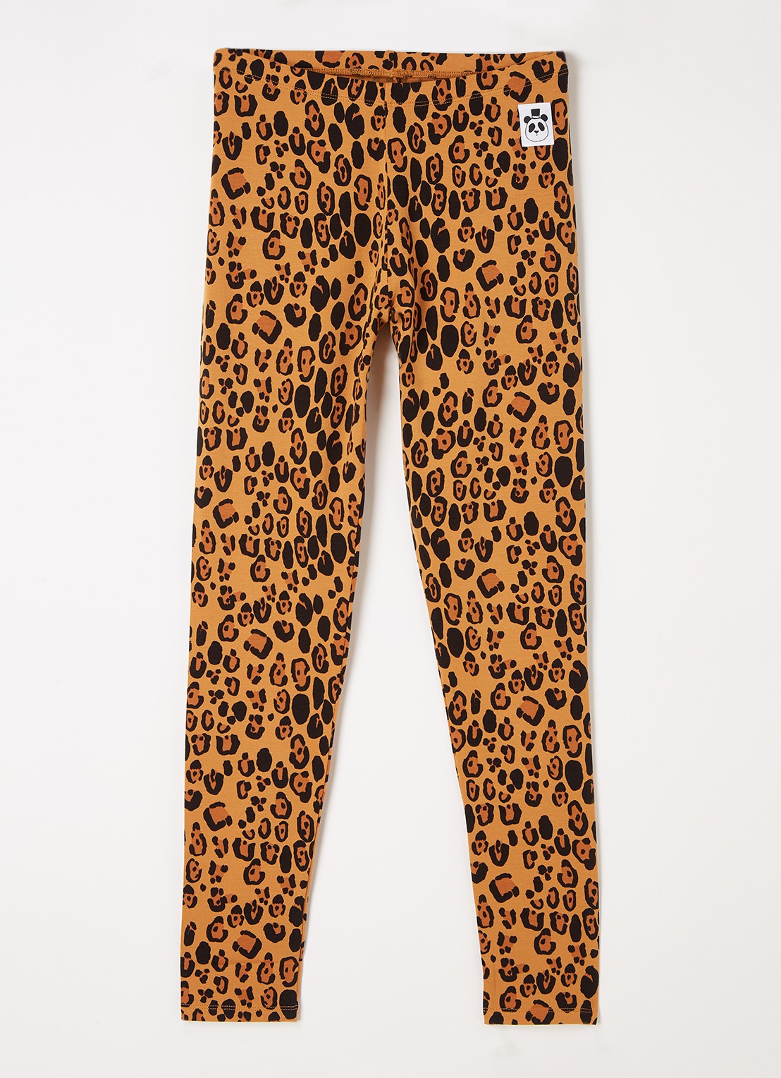 Mini Rodini Leopard legging  met panterprint - voorkant oranjebruin