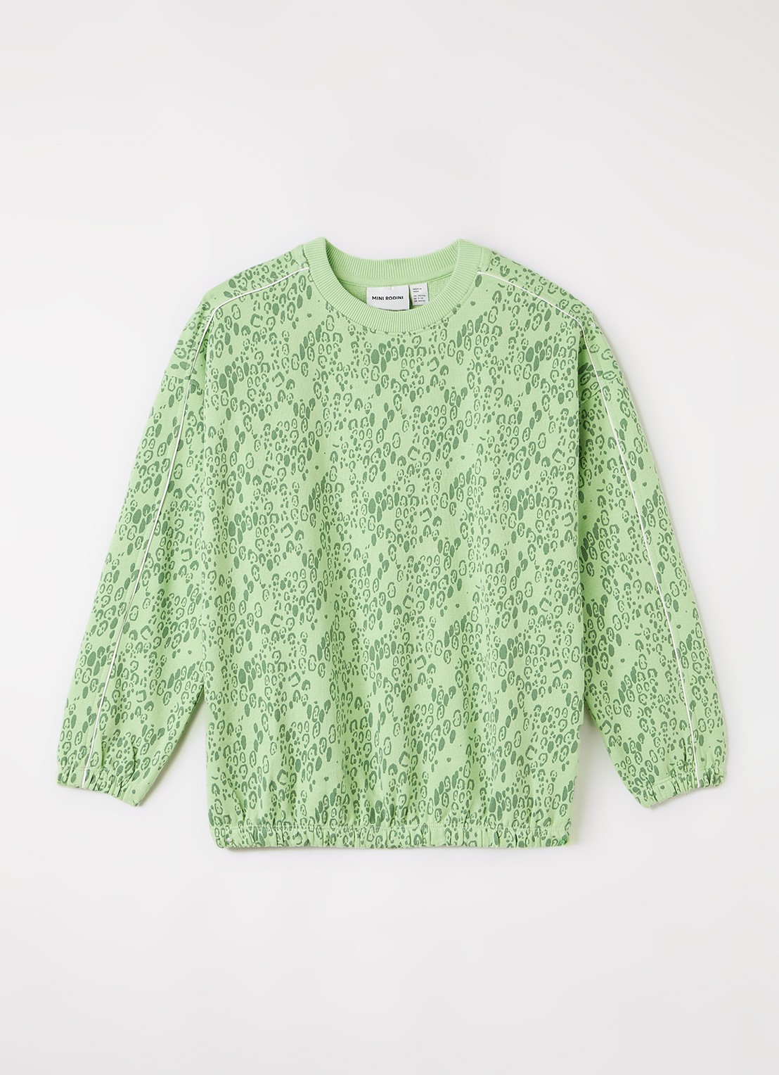 Mini Rodini Leopard sweater met panterprint - voorkant 2 groen