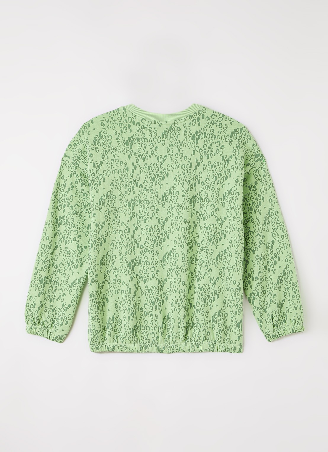 Mini Rodini Leopard sweater met panterprint - voorkant 3 groen