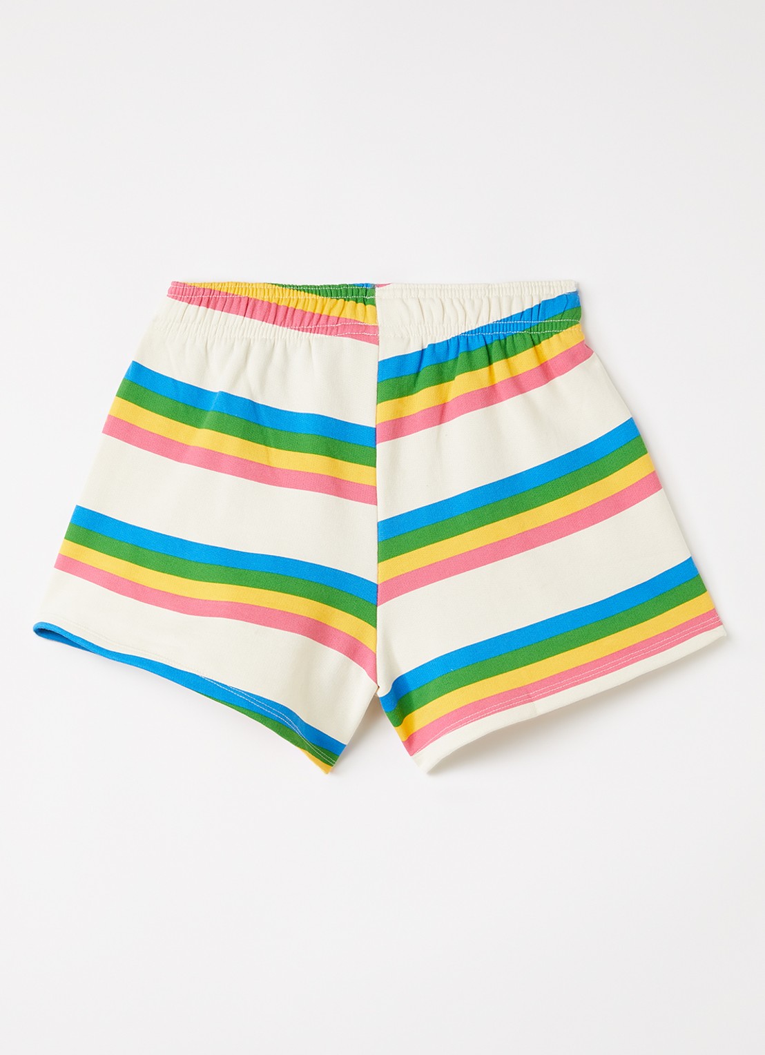 Mini Rodini Loose fit korte joggingbroek met streepprint - voorkant 2 gebroken wit