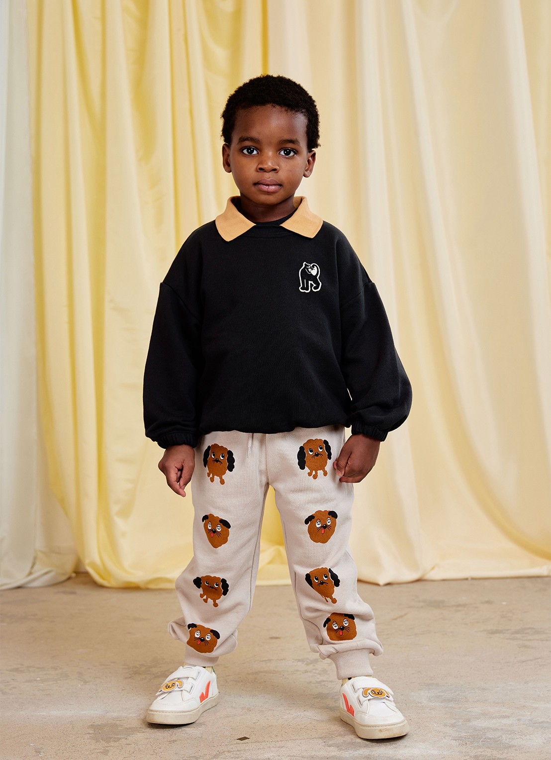 Mini Rodini Panther sweater met borduring - voorkant 4 zwart