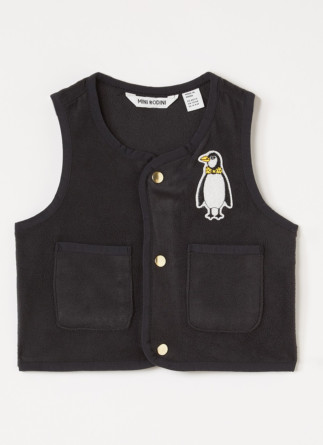 Mini Rodini Penguin gilet van fleece - voorkant 2 zwart