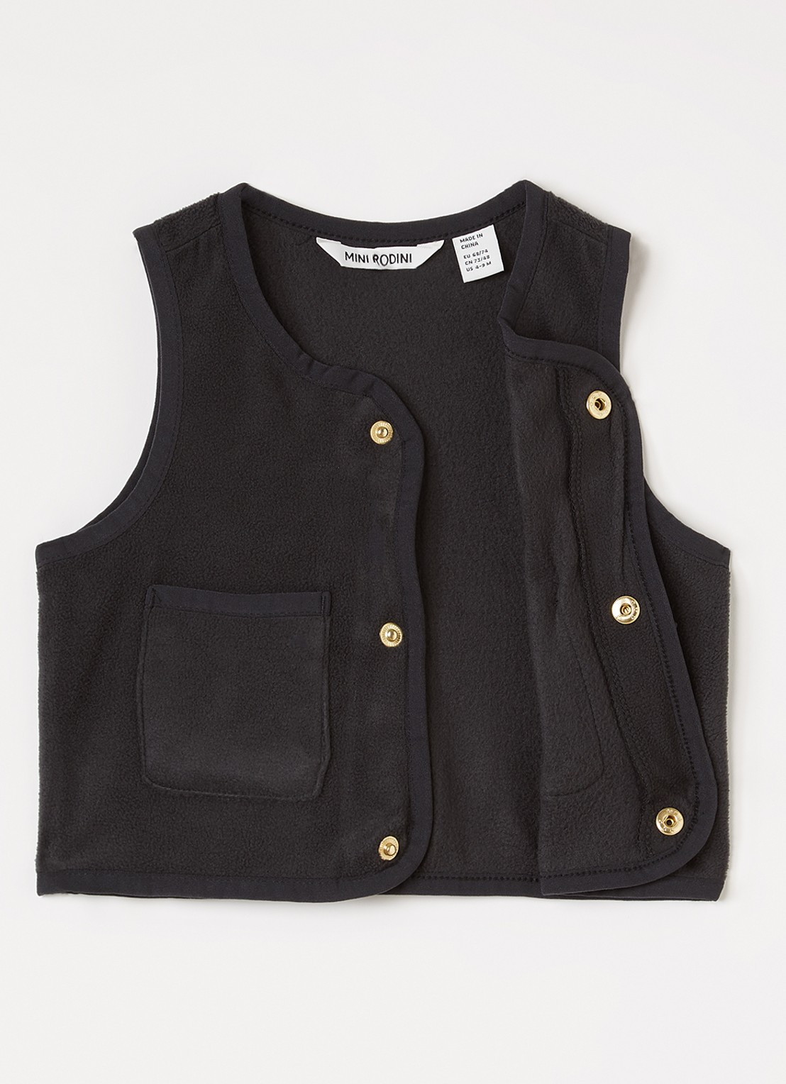 Mini Rodini Penguin gilet van fleece - voorkant 3 zwart