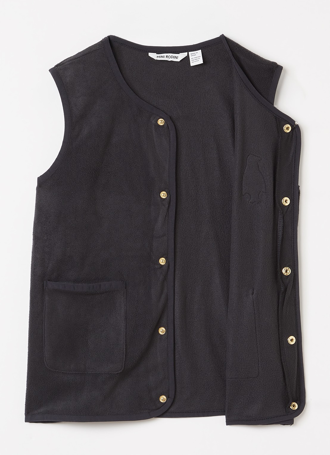 Mini Rodini Penguin Patch gilet van fleece met applicatie - detail 3 zwart