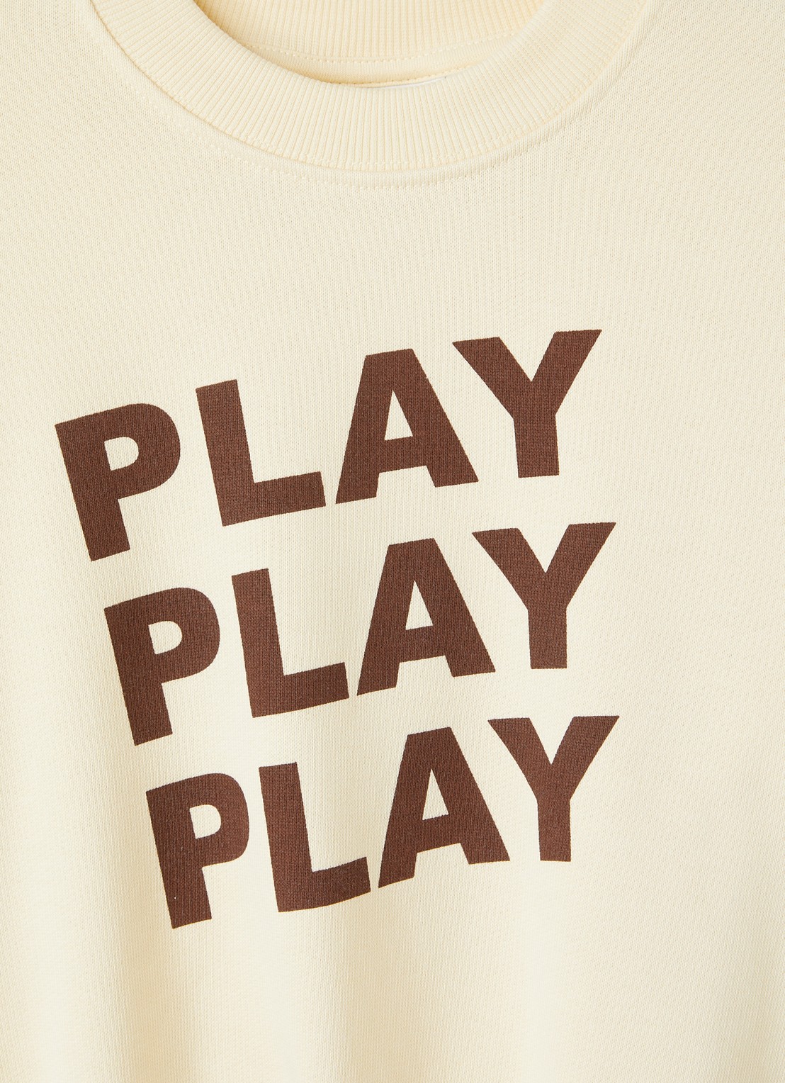 Mini Rodini Play sweater met print - detail lichtgeel