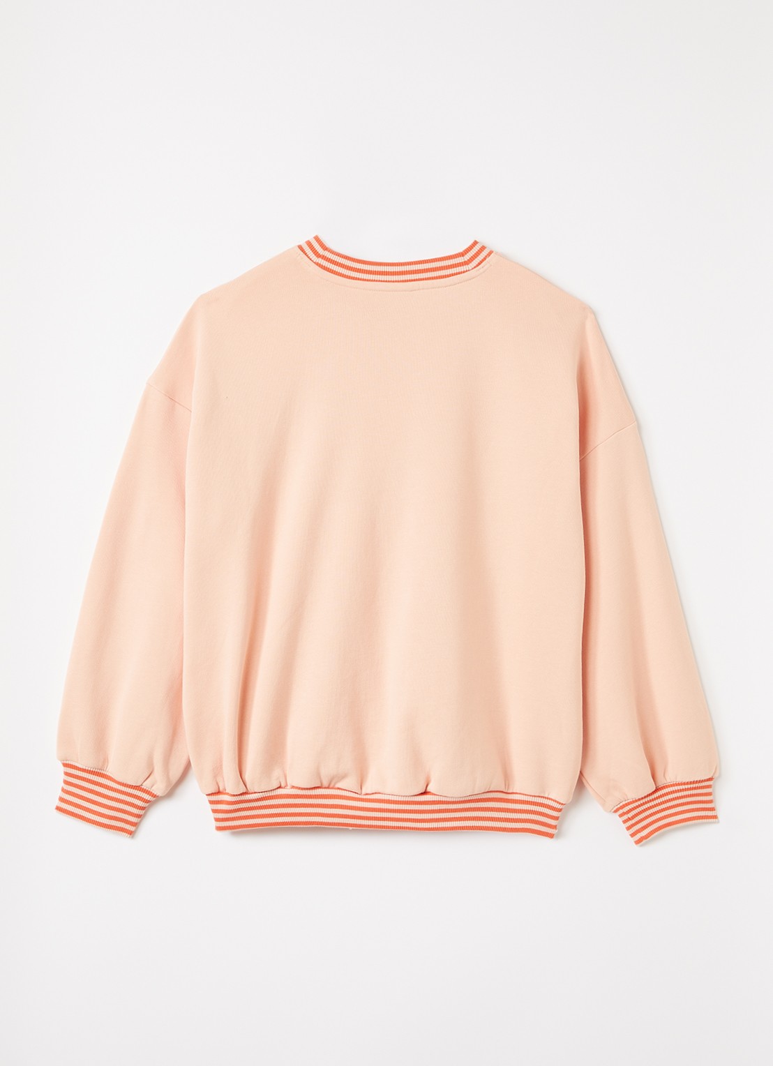Mini Rodini Rabbits sweater met V-hals en print - voorkant 3 perzikroze
