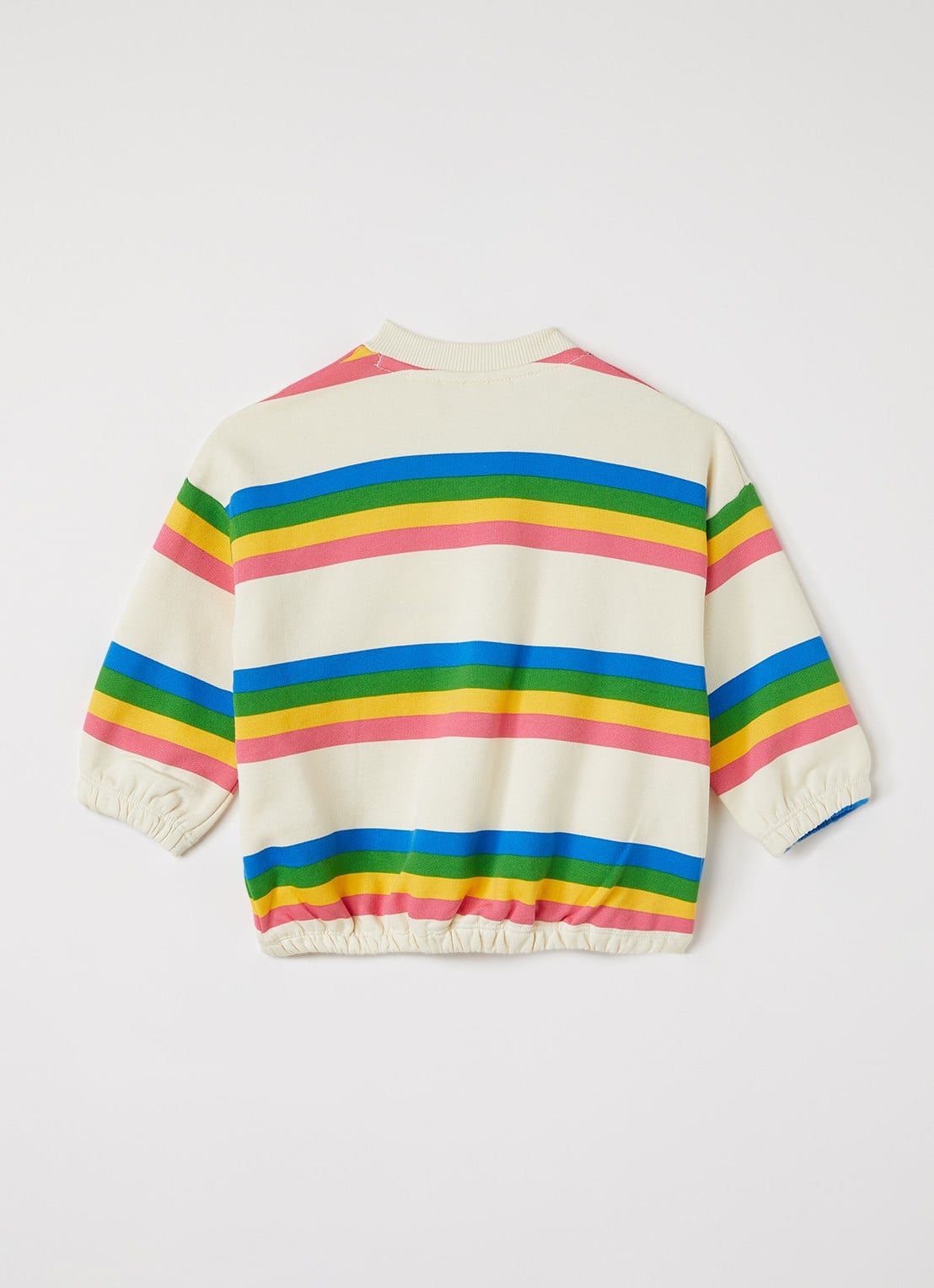 Mini Rodini Ritsratz sweater met streepprint  - voorkant 2 creme