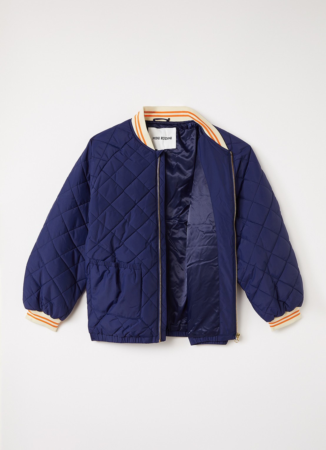 Mini Rodini Ritzrats gewatteerd jack met quilt patroon - voorkant 3 blauw