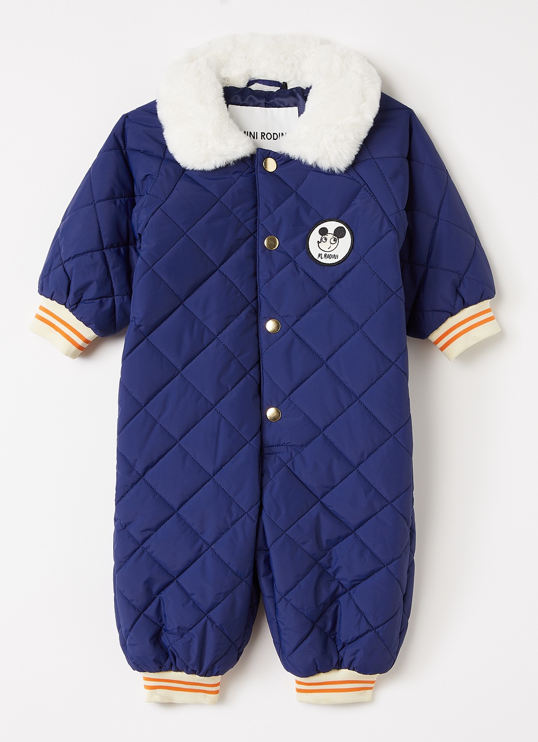 Mini Rodini Ritzratz gewatteerd jack met quilt patroon - voorkant blauw