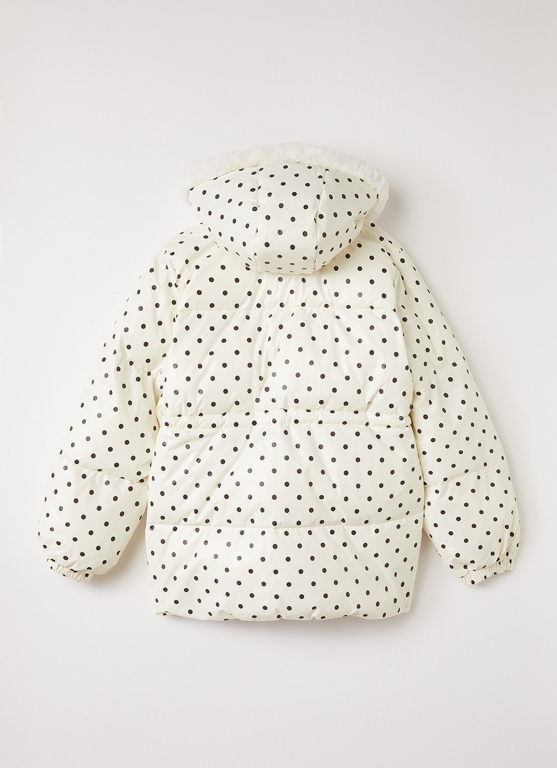 Mini Rodini Ritzratz pufferjack met stippenprint - achterkant 3 gebroken wit