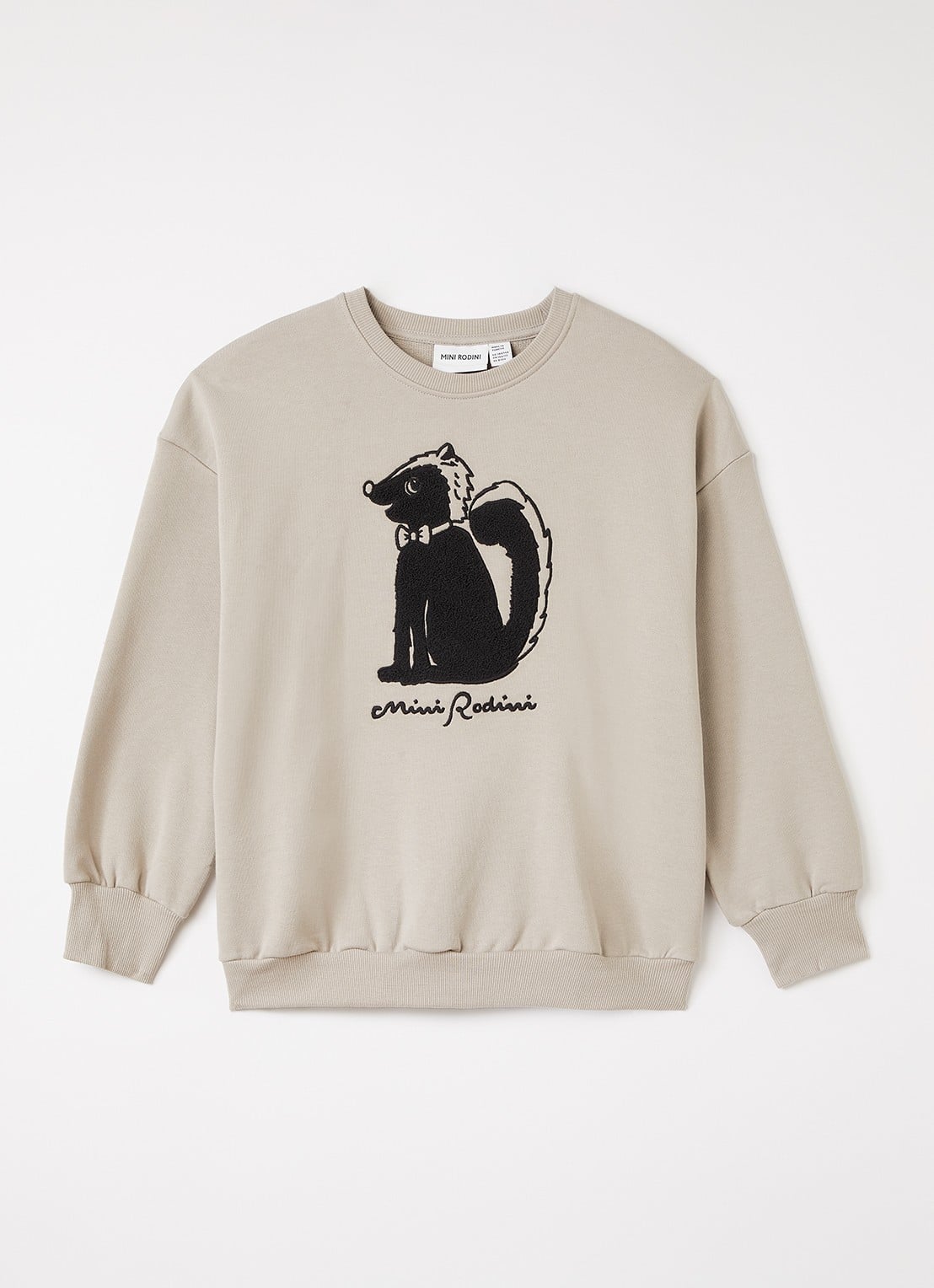 Mini Rodini Skunk Chenille sweater met print - voorkant 2 grijs