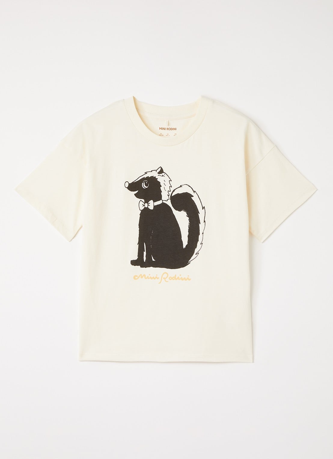 Mini Rodini Skunk T-shirt met print - voorkant gebroken wit