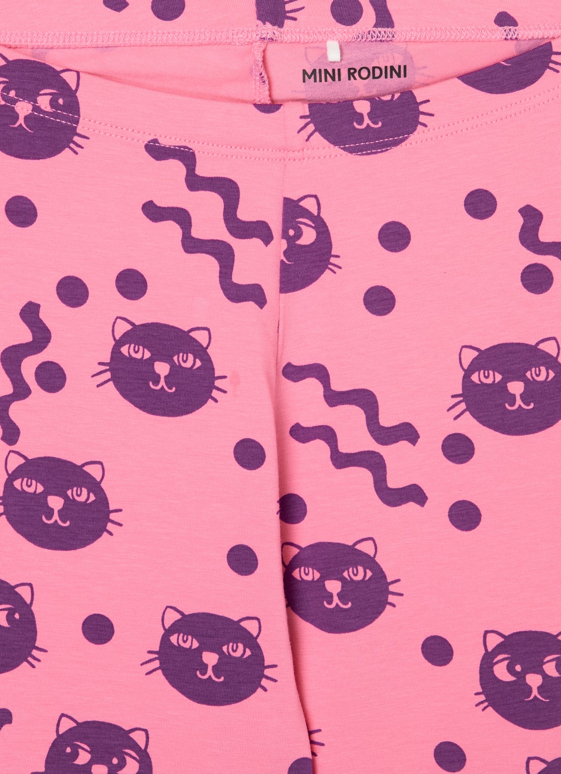 Mini Rodini Squiggly Cats legging met print - detail 3 roze