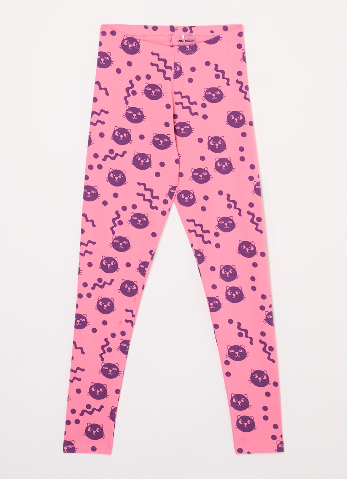 Mini Rodini Squiggly Cats legging met print - voorkant roze