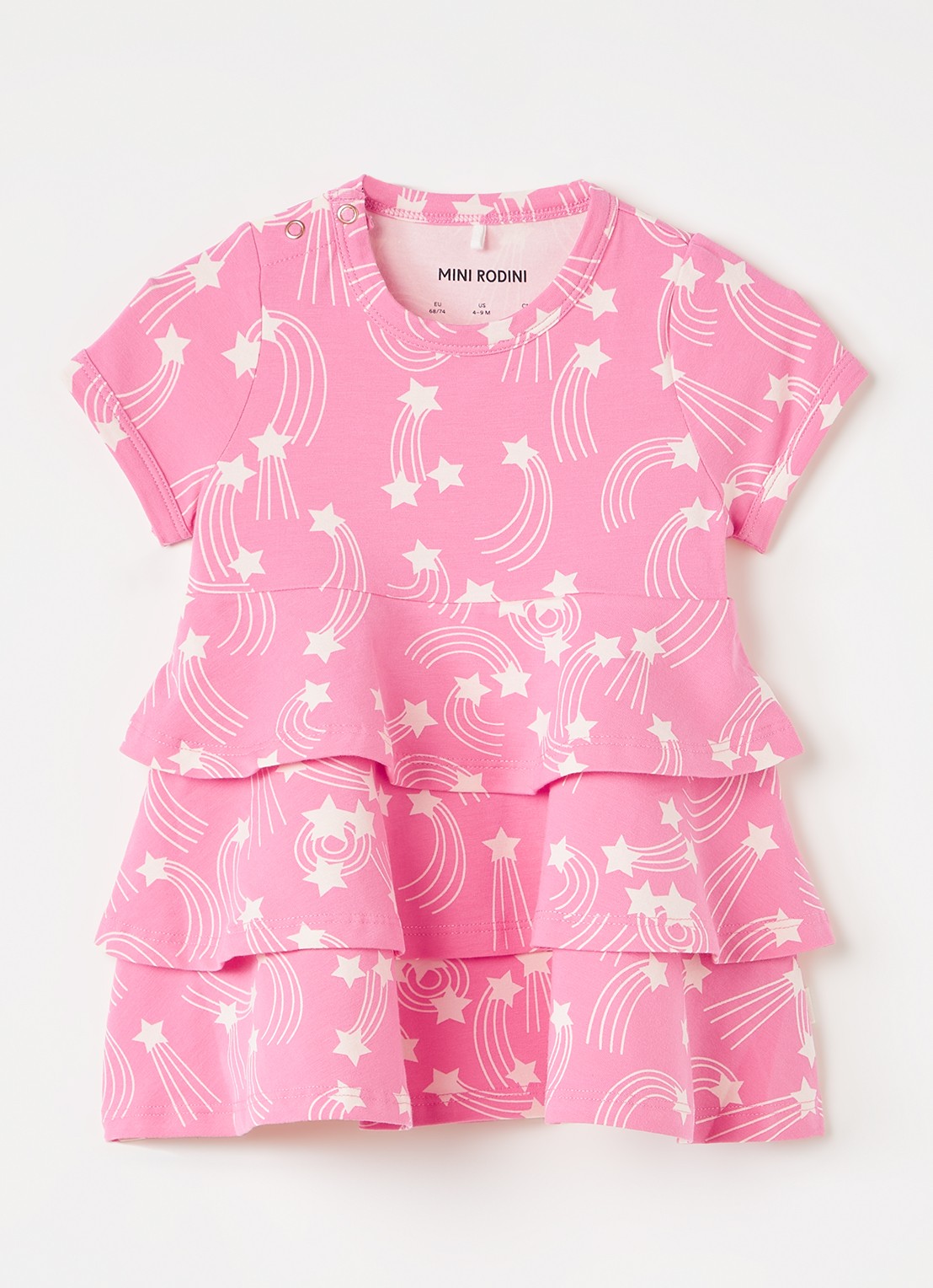 Mini Rodini Starfall jurk met print - voorkant roze