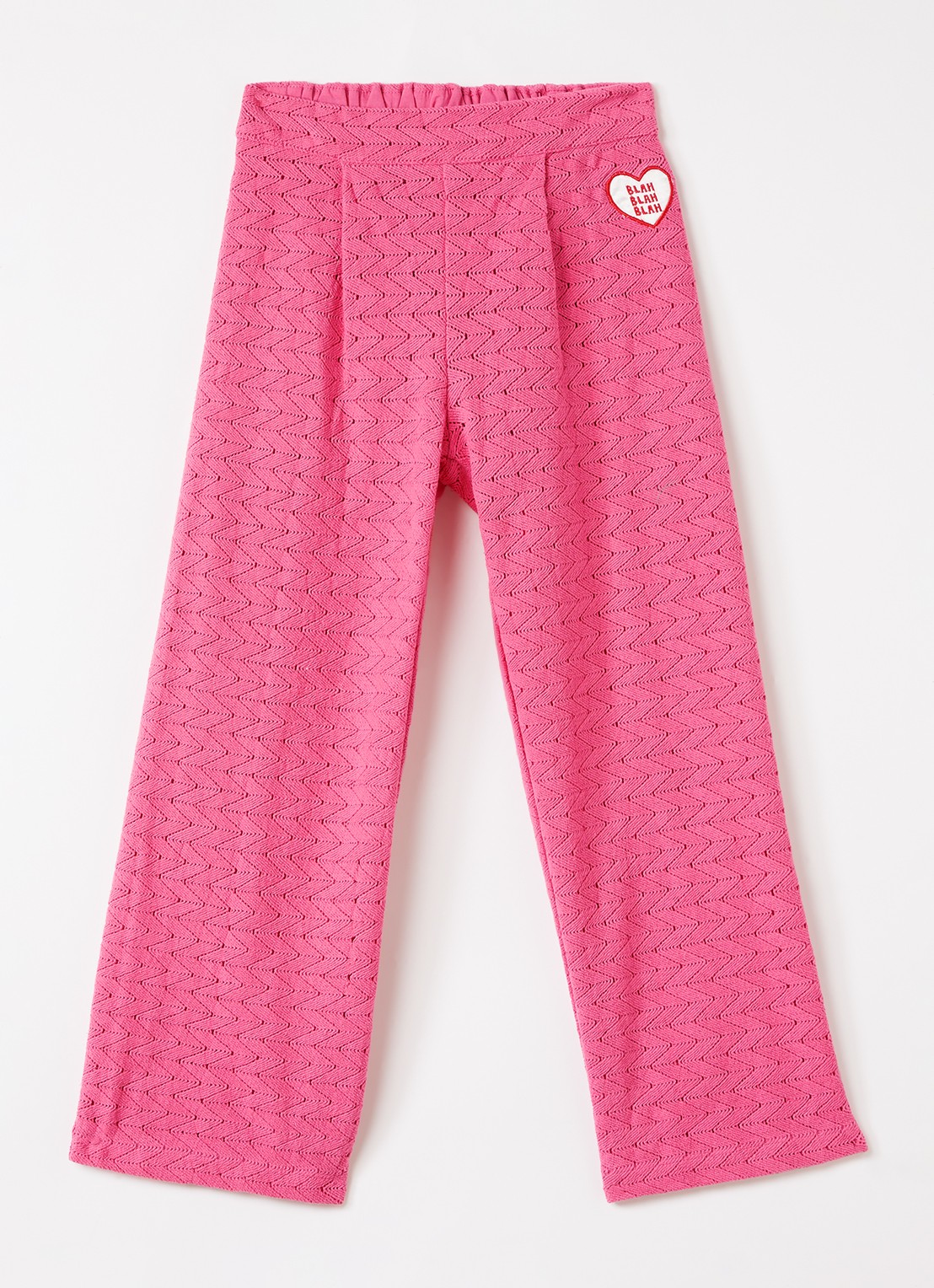 Mini Rodini Straight fit broek met structuur - voorkant 2 donkerroze