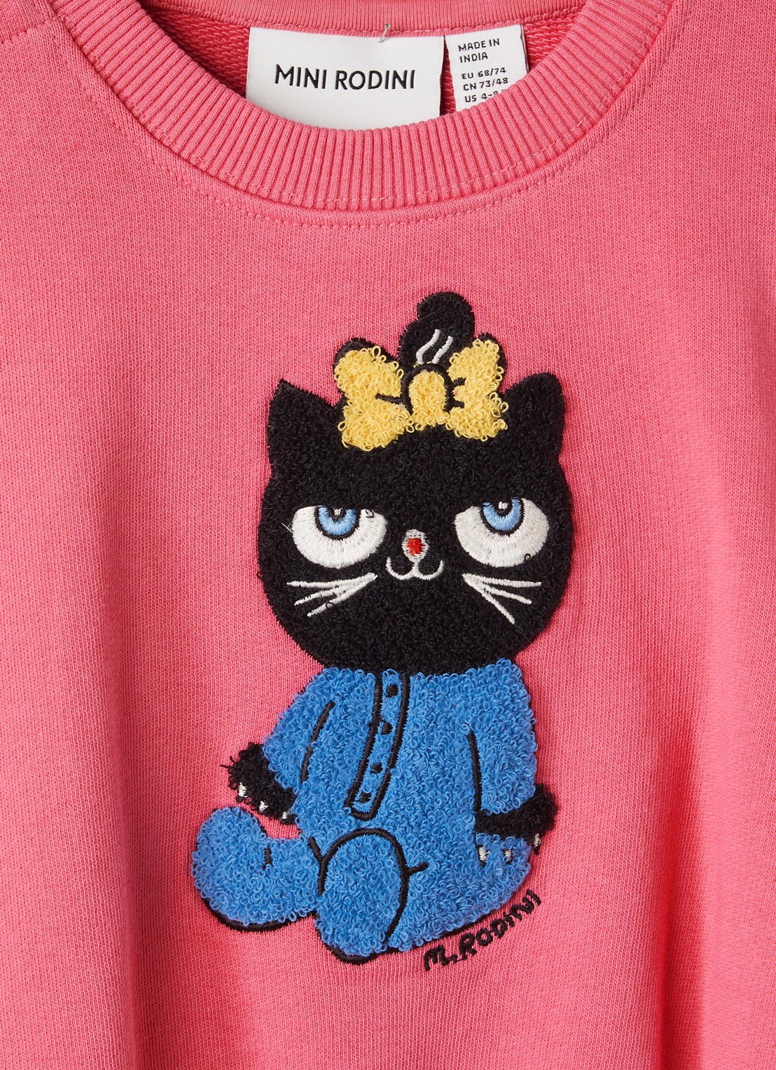 Mini Rodini Sweater met borduring - detail roze