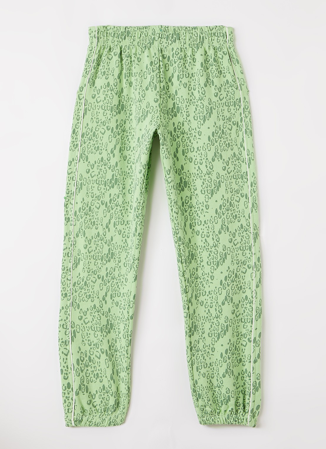 Mini Rodini Tapered fit joggingbroek met panterprint - voorkant groen