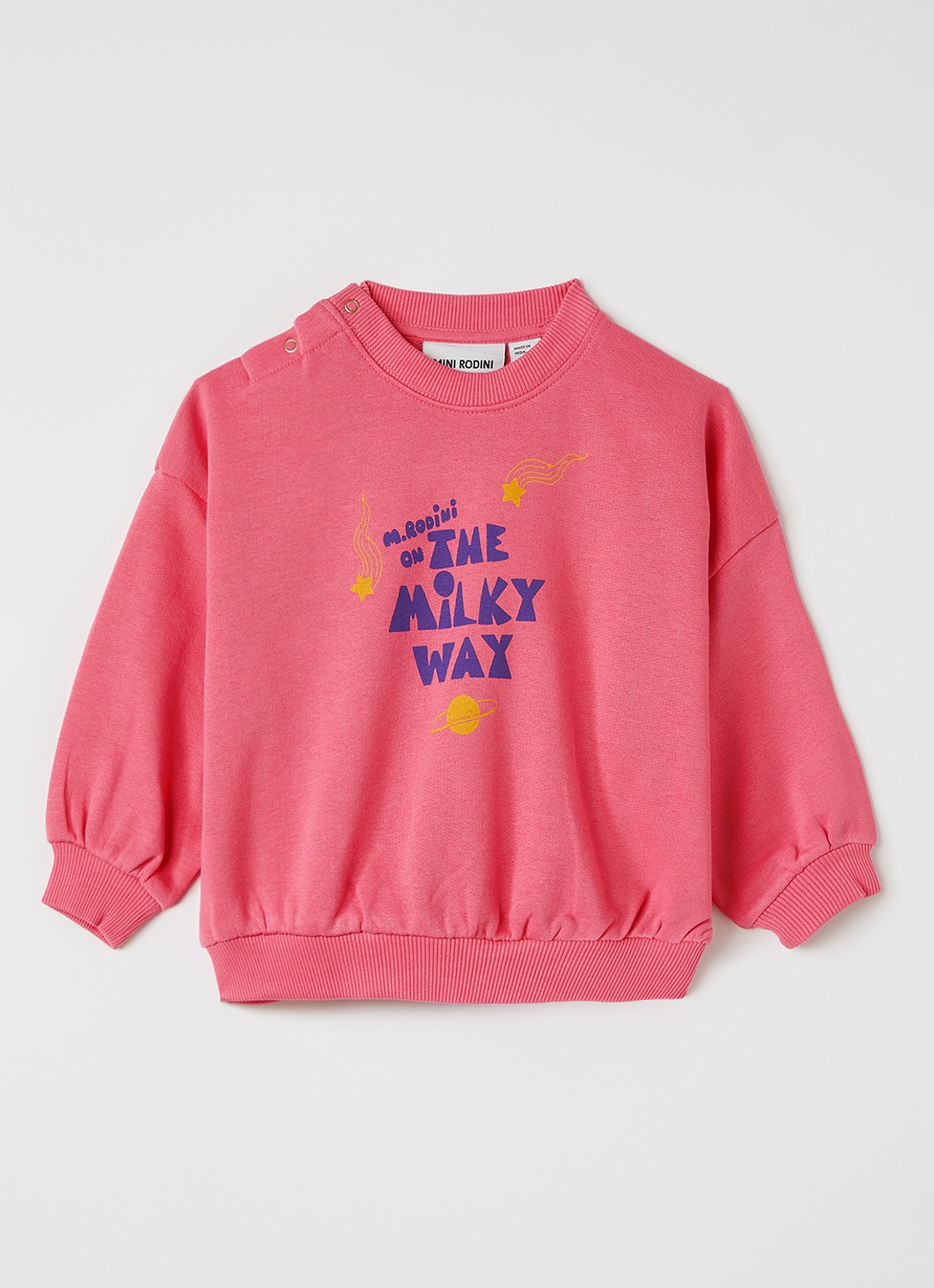 Mini Rodini The Milky Way sweater met print - voorkant fuchsia