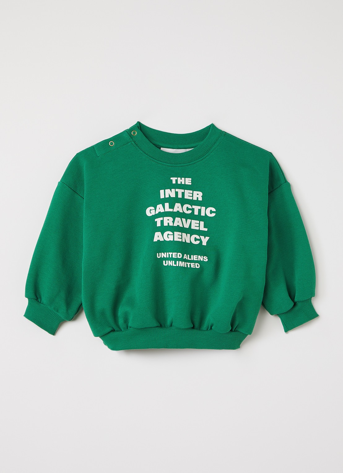 Mini Rodini Travel Agency sweater met print - voorkant donkergroen