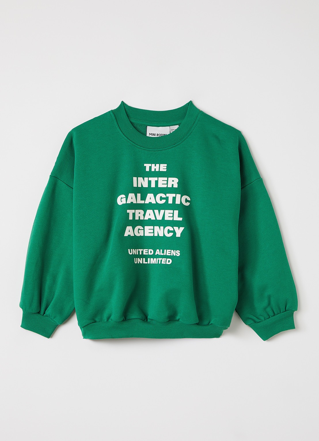 Mini Rodini Travel Agency sweater met print - voorkant 3 donkergroen