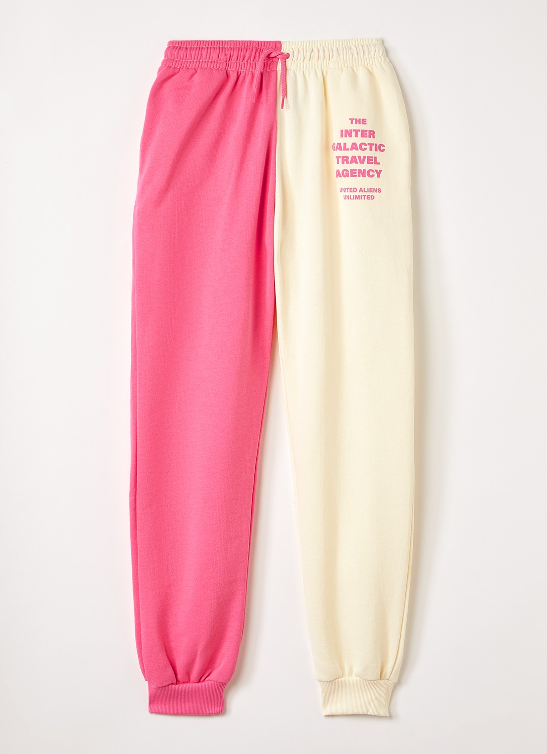 Mini Rodini Travel Agency tapered fit joggingbroek met print - voorkant 2 roze